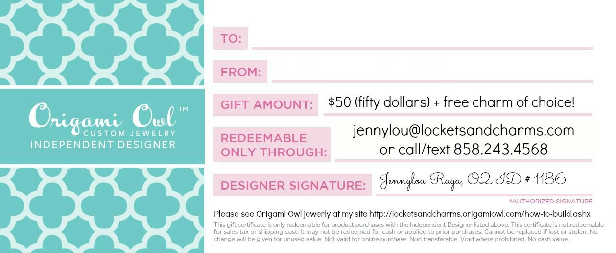 origami owl business cards